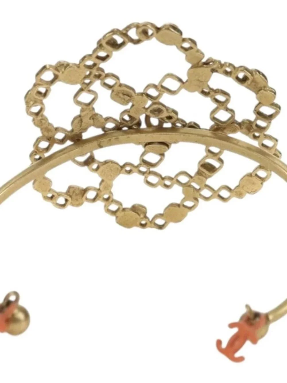 CHANEL Bangle COCO Mark Bracelet metal Gold Tone CC Auth YKZ1423M